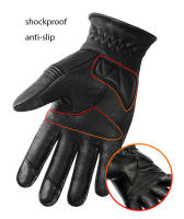 Guantes de cuero auténtico para motocicleta, manoplas Retro Vintage de invierno a prueba de viento, diseño táctil, malla transpirable a prueba de golpes, Palma antideslizante - details 5