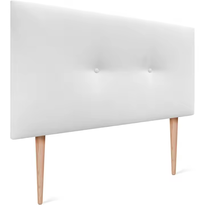 Cabecero de Polipiel o Tela Acualine Liso con Botones y Patas Tapizado de Alta Gama Cabezal Lujo Cama Dormitorio Moderno Acolchado (Tela Beige, 145x105cm (Camas 120/135/140)) - 1