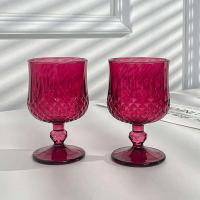 2 uds 190ml cristalería cola Vintage Rosa rojo relieve copa de champán alta transparente beber copa de vino - details 3