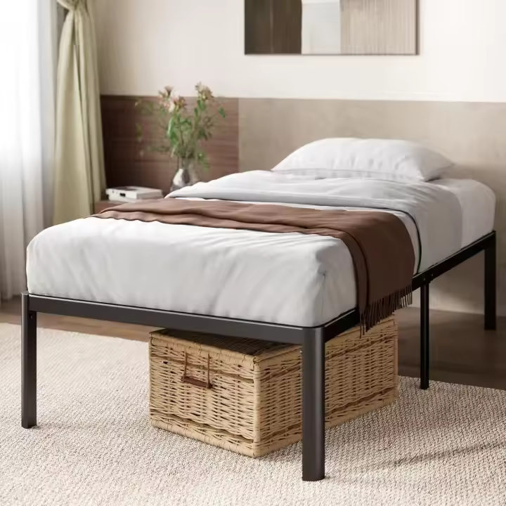 90x190 cm - Altura 41 cm con almacenamiento debajo de la cama - Estructura de cama de plataforma de metal - Negro - 1
