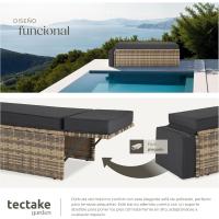 Sofá de Ratán con Taburete Reposapiés, Conjunto Jardín Sillón 2 Plazas, Mueble Jardín Exterior con Cojines Gruesos, Conjunto Terraza Resistente a la Intemperie y Estructura en Acero - Gris - details 20