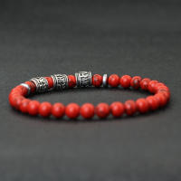Noter Mantra pulsera Para Hombre 6mm howlita Lava ojos de tigre cuentas Braslet vikingo accesorios Pulseras Para Hombre pulsera del Tíbet - details 2