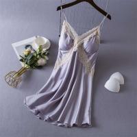 Daeyard - Lencería sexy de satén para mujer, ropa de dormir de seda con cuello en V, Babydoll Ence, vestido de noche - details 8