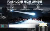 WSSBOND 20.000 indoor Tipsy LED, recargable magnética, 1500 metros de alcance, zoomable, impermeable, para uso doméstico, Emergencia, Búsqueda, Doco táctico - details 0