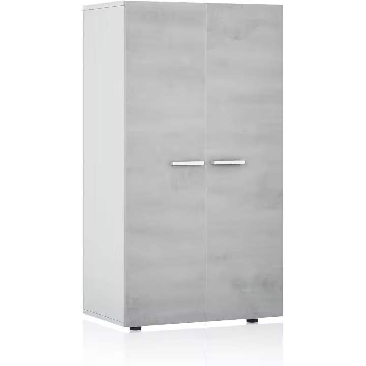 Escobero, 80 cm (Ancho) x 182 cm (Alto) x 37 cm (Fondo), Color Blanco Artik y Cemento - 1