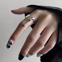 Anillo abierto de Lava líquida Irregular para hombres y mujeres, anillo abierto Ajustable, estilo gótico, Punk, Y2k - details 0