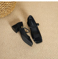 Zapatos sencillos estilo francés de tacón medio y punta cuadrada Merceditas - details 25
