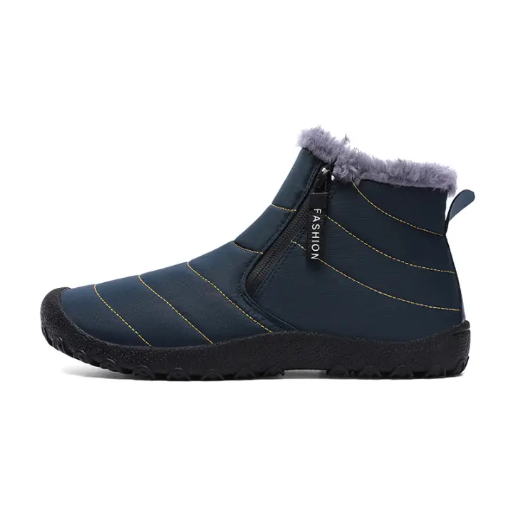 Zapatos de algodón cálidos y gruesos para exteriores, zapatos de hombre de invierno de terciopelo con cremallera. - 1