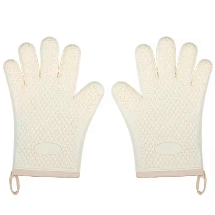 Guantes de cocina resistentes al calor, manoplas de silicona y algodón de doble capa - 1