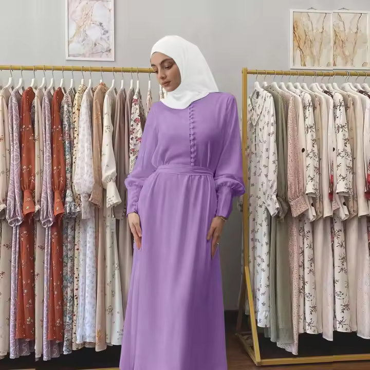 Elegante Vestido Túnica de Moda para Mujeres Diseño de Botones Frontales - 1