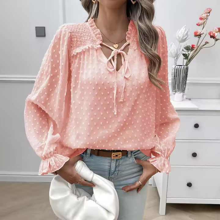 Camisa de manga larga para mujer, top elegante, moda de otoño. - 1