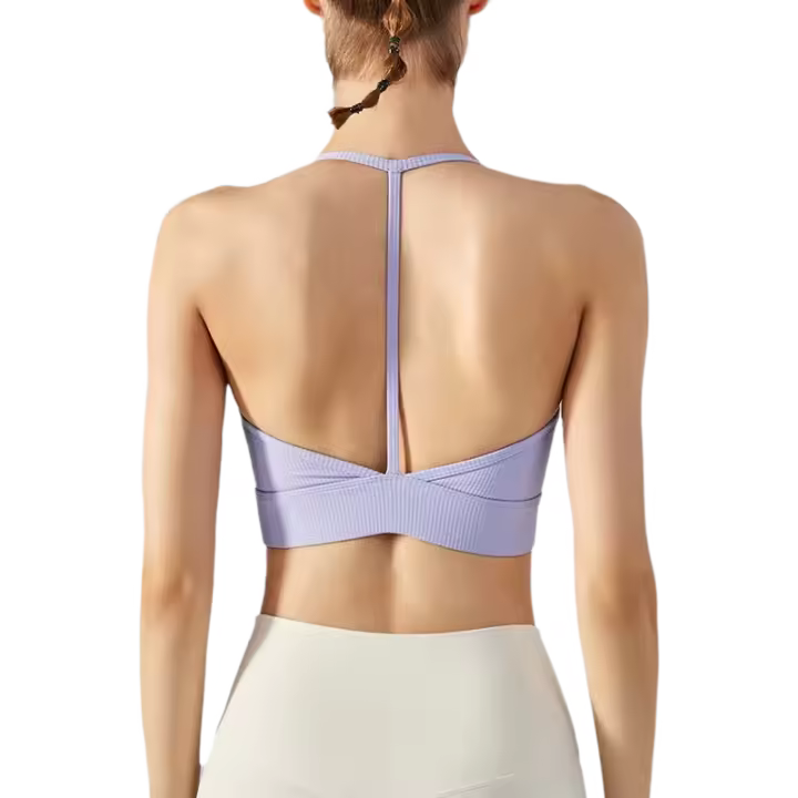 Top halter con espalda en T, chaleco, sujetador deportivo a prueba de golpes, almohadilla para el pecho, sujetador deportivo para yoga. - 1