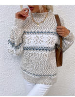 Suéter de cuello alto Medio para mujer, prendas de punto de copos de nieve de Navidad, jersey de cuello redondo, moda de invierno, 2024 - details 9