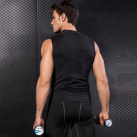 Camisa de compresión sin mangas para hombre, camiseta deportiva con capa base, camisa de entrenamiento atlético - details 2