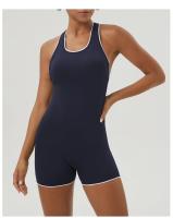 Mono de Yoga ajustado para levantamiento de cadera, diseño atlético de colores contrastantes, mono sin espalda para trabajo, ropa de Yoga de secado rápido con almohadillas para sujetador - details 7