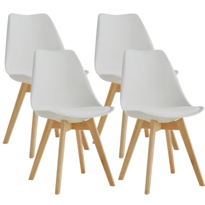 Juego de sillas de comedor con patas de madera de pino tulipán, muebles medievales de estilo nórdico con asiento de cuero sintético acolchado para escritorio, 4/6 unidades - 1