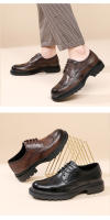 Nuevos zapatos de cuero para hombres Brock vestido zapatos de cuero marrón estilo británico realzando los zapatos de cuero de negocios hombres - details 8