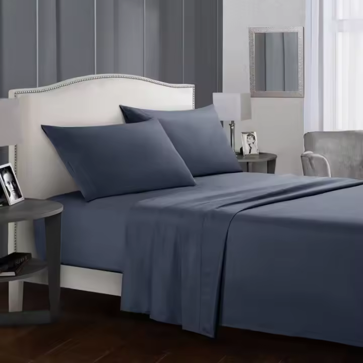 Juego de Ropa de Cama de Poliéster Microfibra Cepillada 4 Piezas: Funda de Almohada Plana, Sábana Bajera y 2 Fundas de Almohada - 1