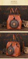 Mochila Vintage de cuero para mujer, bolso femenino con relieve, antirrobo, novedad de 2024 - details 4