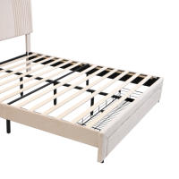 Cama de Almohada de Terciopelo 140 x 200cm, Doble con Barra Ligera y Enchufe USB, Dosel y Cajón Grande, Adecuada para Adultos y Adolescentes Sin Colchón - details 6