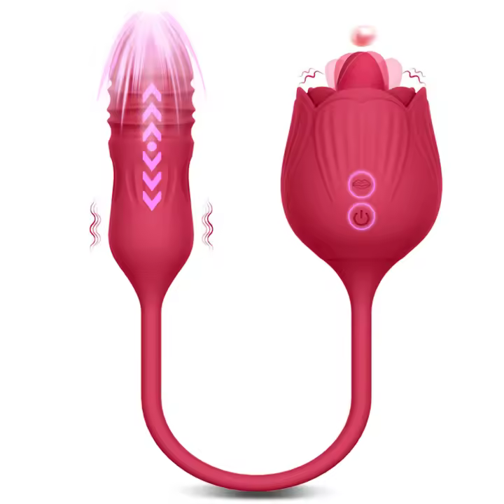 Juguete Rosa vibrador de empuje femenino para mujer, estimulador de clítoris, máquina vibradora para lamer la lengua Oral, huevo, Juguetes sexuales, Consolador - 1