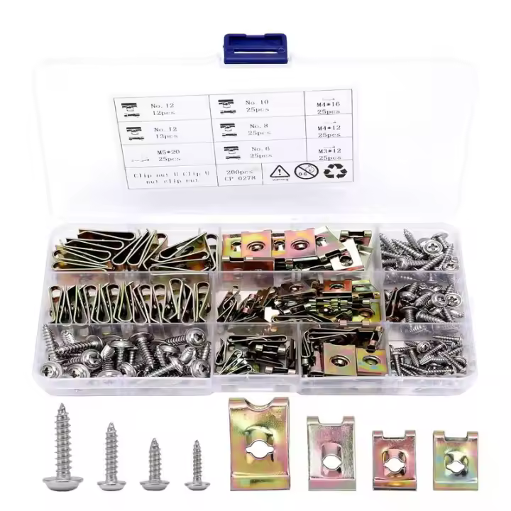 Kit de 200 PCU Clips de Coche Tornillos de Acero Inoxidable para Panel de Puerta Juego de 6/8/10/12 - 1