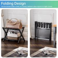 portaequipajes, plegable para maleta bambú con estante almacenamiento para habitación, dormitorio, hotel, servicio pesado (negro) - details 5