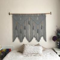 Colgante de pared de macramé tejido a mano, cuerda de algodón Bohemia, tapiz Boho, decoración del hogar, gris - details 1