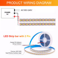 Tira de luces LED con cable de 2 pines, cinta de iluminación de fondo de TV, lámpara de decoración del hogar, 1- 5m, DC 5V, 2835, 120LED/m, 8mm - details 1