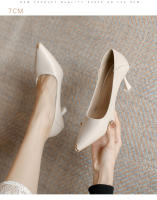 Francés desnudo tacones altos zapatos de mujer stiletto primavera y otoño 2025 nueva primavera solo zapatos profesionales trabajo zapatos de cuero tacón medio - details 4