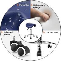 Taburete con Ruedas Silla Trabajo Altura Ajustable Giratorio Taburete de Oficina con Asiento de Silla de Montar Negro - details 33
