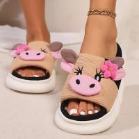 Zapatillas de mujer de lino con suela gruesa de vaca, cómodas zapatillas de algodón para el hogar, con tacón plano, antideslizantes, para interior, invierno, 2024 - details 9