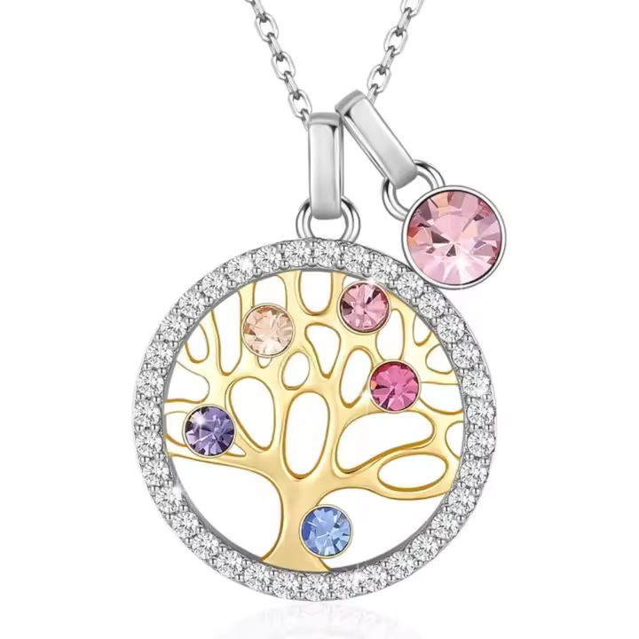 Collares Plata Árbol de la Vida Colgante Cristales de Austriacos, Joyas para San Valentin, Regalos Originales para Mujer - 1