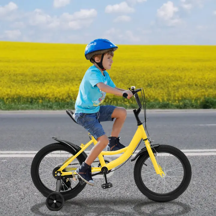Bicicleta infantil de 16 pulgadas con ruedas extraíbles y mango antideslizante, para niños - 1