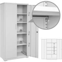 Armario de Garaje de 5 Estantes con 2 Puertas, Armario de Oficina, 40 x 80 x 180 cm, 1 Cerradura, Estantes Ajustables, Gabinete de Metal, Gris Mate OMC015G01 - details 5