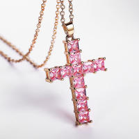 Nuevos Colgantes de Moda Colgante de Cruz de Jesús de Cristal Multicolor Dorado - details 4