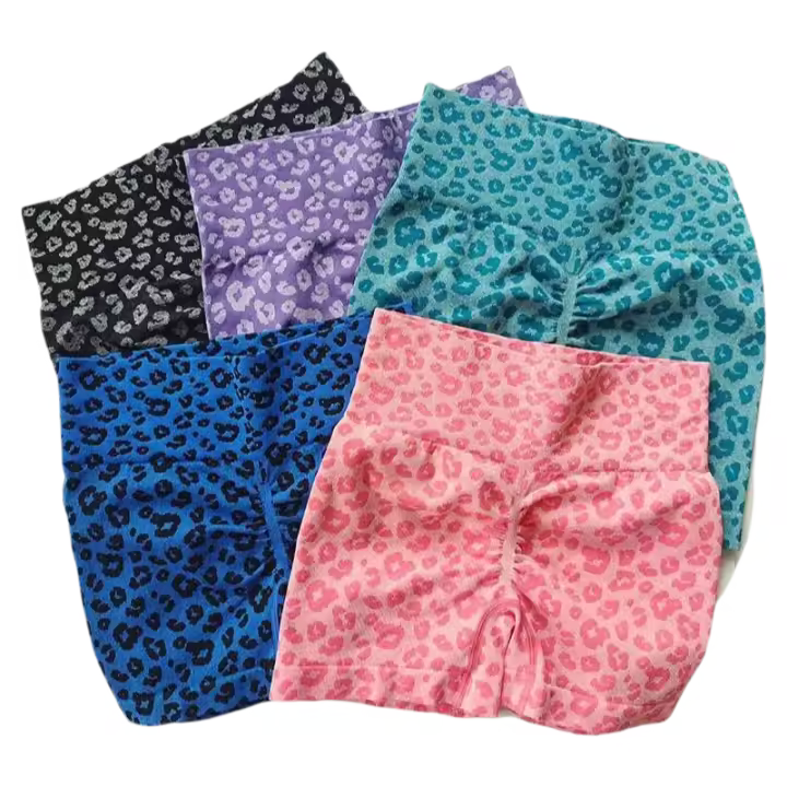 Shorts de Pantalón de Leopardo de Alta Estirabilidad Monos sin Costuras, Cintura Enfriada, Levantamiento de Cadera para Fitness, Correr, Yoga - 1