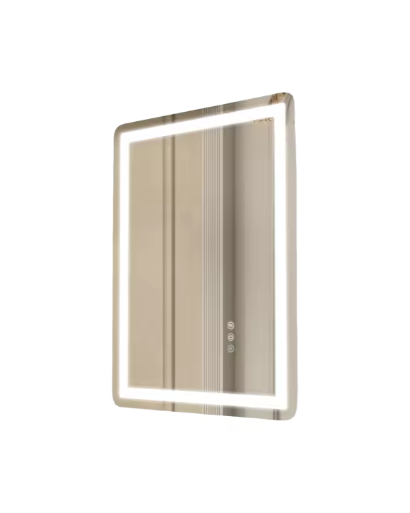 SucceBuy Espejo de baño LED - 50 x 70 cm, montado en la pared, iluminación frontal y retroiluminación, antivaho, regulable en temperatura en 3 colores para una rutina de maquillaje impecable - 1
