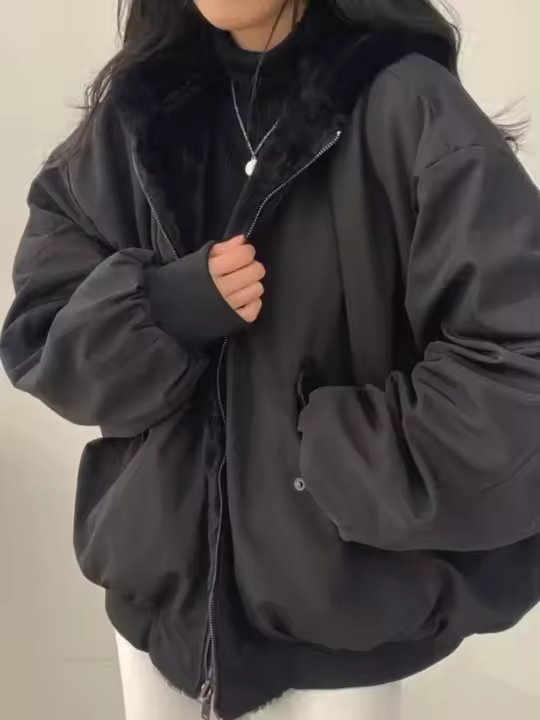 Chaqueta de abrigo gruesa para mujer de moda coreana, cálida, estilo informal, mangas - 1