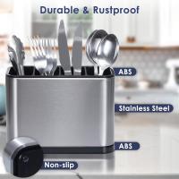 1 soporte para utensilios de acero inoxidable, resistente a la oxidación, duradero con compartimentos independientes para tenedores, cuchillos, cucharas y palillos, organizador moderno de utensilios de cocina, artículo de regalo ideal, soporte para utensi - details 4