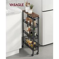 Carro de 4 Niveles, Carro Estrecho de Cocina con Ruedas, con Asa, para Espacio Reducido, 22 x 45,4 x 77 cm, para Cocina, Baño, Salón, Estudio, Marrón Rústico y Negro - details 7