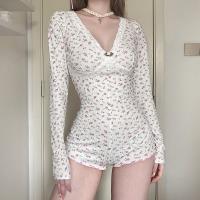 Camisola Floral Miravia Mono Corto de Encaje Primavera/Verano 2024 Pijama Sensual con Mangas Largas para Casa Conjunto de Dormir Sexy Moda Hogar Trendy - details 12