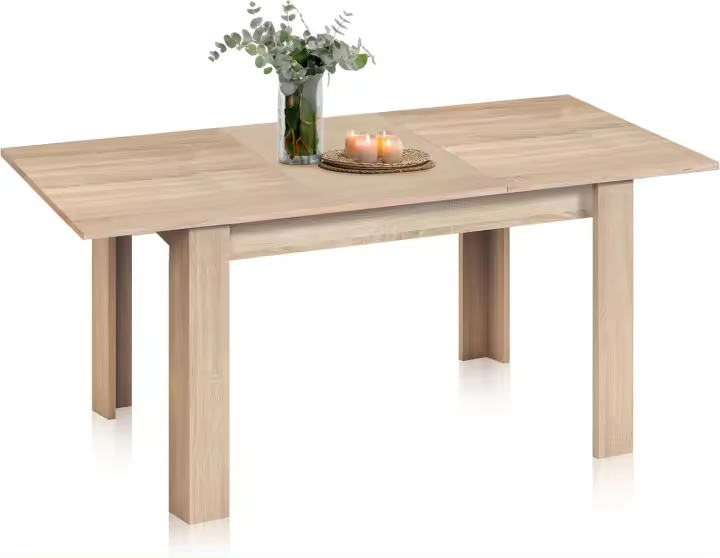 Mesa de Comedor Extensible Diseño Rectangular Danna Acabado en Blanco Artik y Roble Canadian - 1