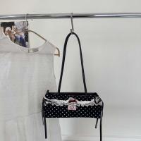 Bolso de mano francés dulce que combina con todo, bolso de mano con lazo de gran capacidad, bolsos para axilas de lunares, bolso de hombro de PU de encaje de estilo coreano, escuela - details 2