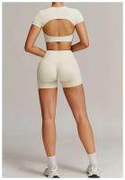 Conjunto de Gimnasio Yoga UDS para Mujeres Ropa de Entrenamiento de Manga Corta, Camisón Largo, Monos de Camping PIESS, Shorts de Correr - details 5