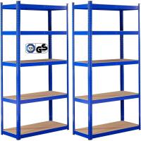 Juego de 2 Estanterías 180x90x30cm Azul 5 Estantes Estantería de Taller sin Tornillos - details 15