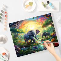 RUOPOTY Pintura al óleo DIY por números Kit Elefante 40x50cm Pintura al óleo de animales sin marco en lienzo Estilo Abstracto Material de Lienzo Tipo de Pintura Propylene - details 4