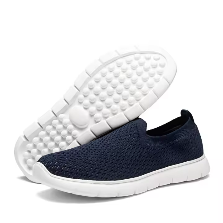 Nuevos zapatos casuales tejidos con mosca de gran tamaño para hombres, zapatos perezosos ligeros de un pedal que se ajustan a los pies, zapatos para hombres. - 1
