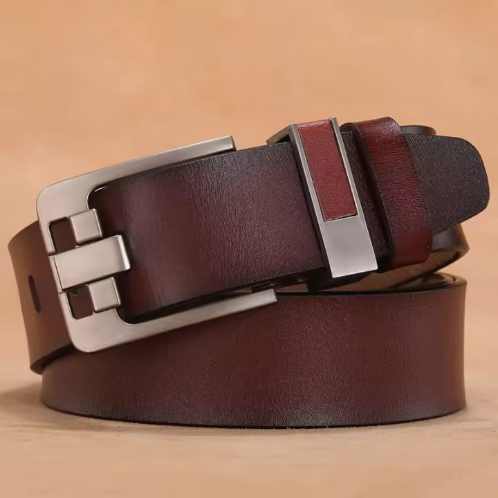 Cinturón de piel de vaca auténtica para hombre, cinturón Vintage de piel de vaca con hebilla de 2023 Pines, 120, 130, 140, 150, 160, 170cm - 1