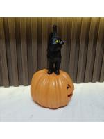 Tema calabaza gato negro adorno decorativo atmósfera escena creativa accesorios divertidos artesanías de resina - details 3
